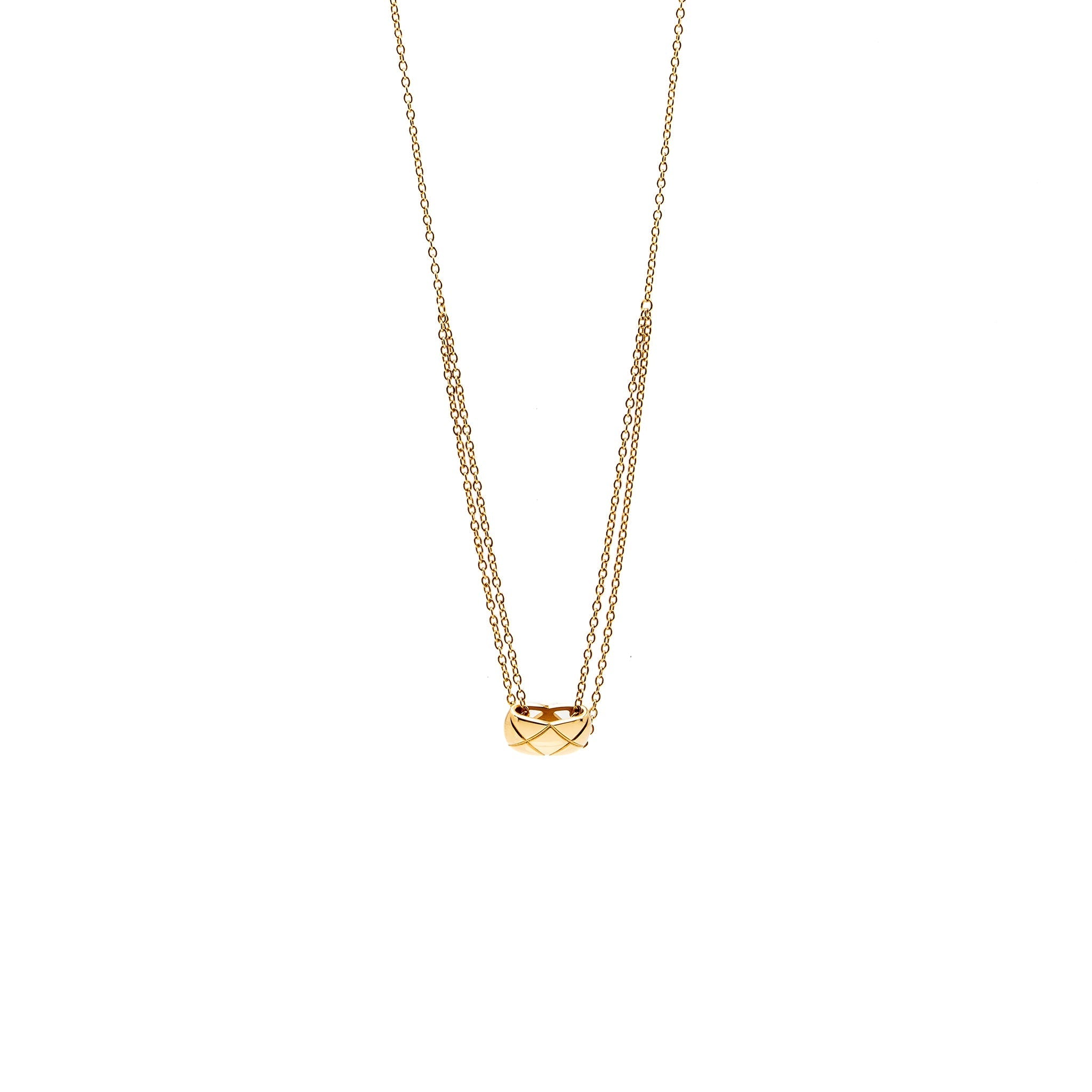 Chanel Coco Crush Necklace Quilted Motif Yellow Gold