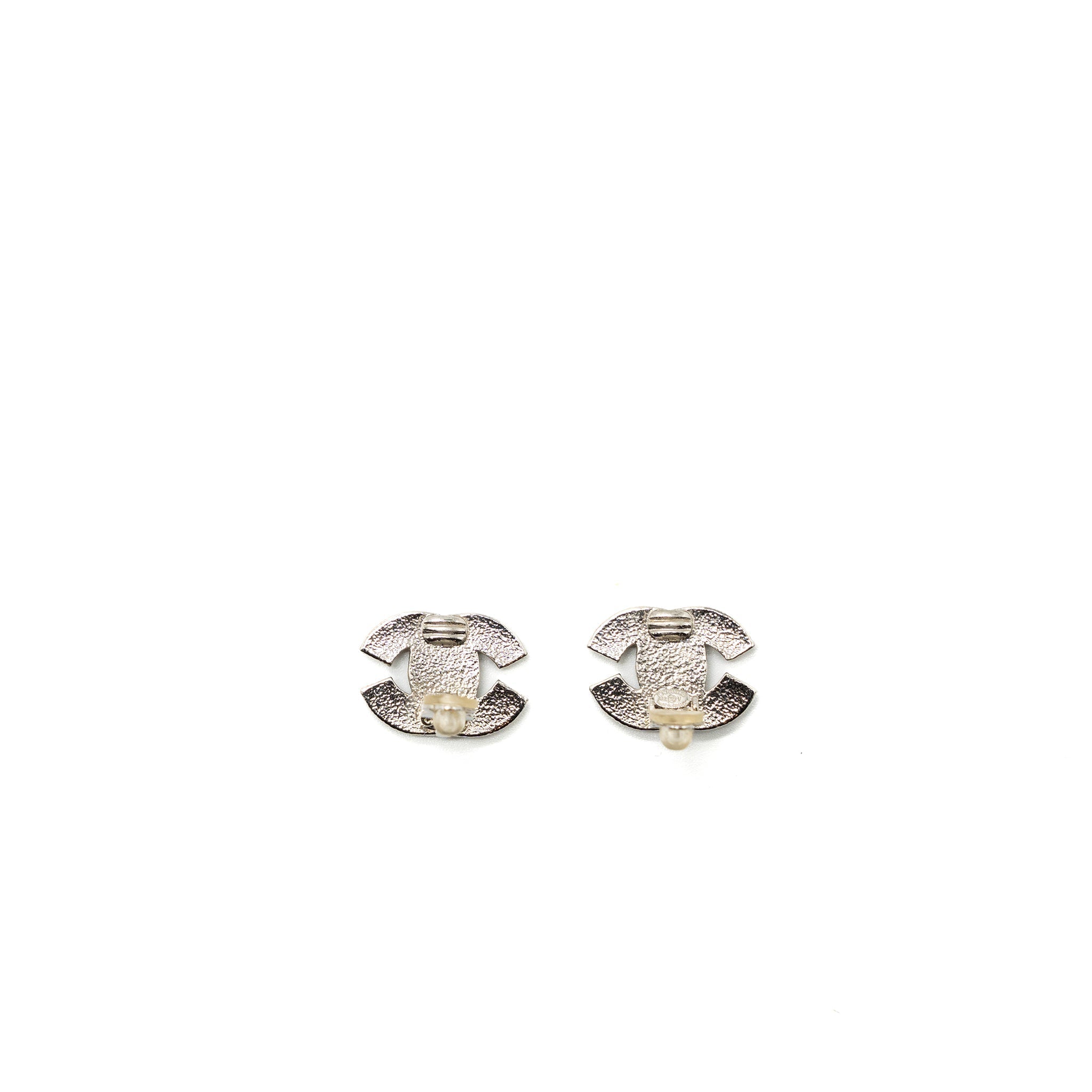 Chanel CC Logo Crystal Ear Clips