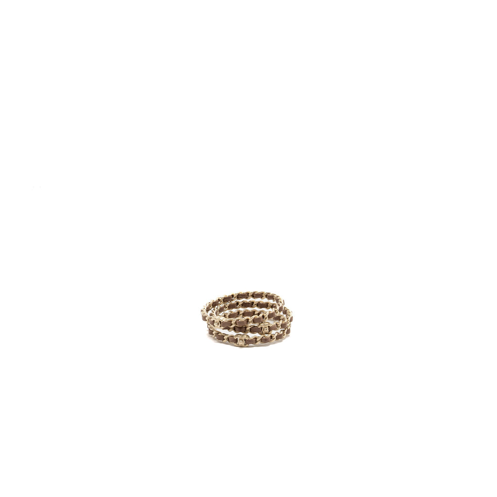 Chanel 3 Leather Chain/cc Logo Bracelet Dark Beige Brush
