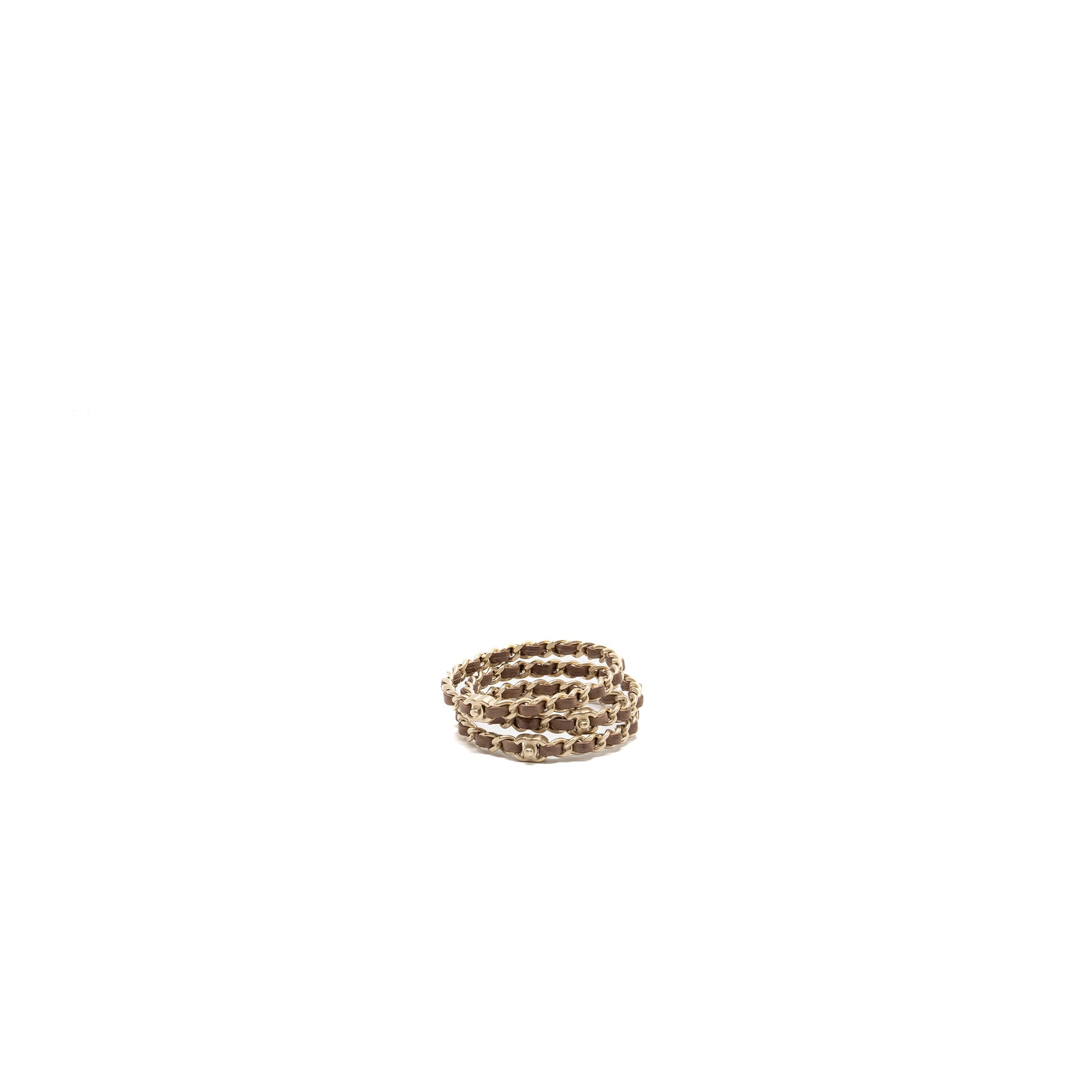 Chanel 3 Leather Chain/cc Logo Bracelet Dark Beige Brush