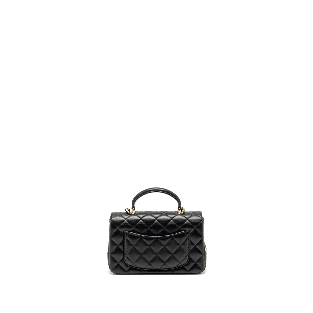 Chanel Top Handle Mini Rectangular Flap Bag Lambskin Black L (Microchip)