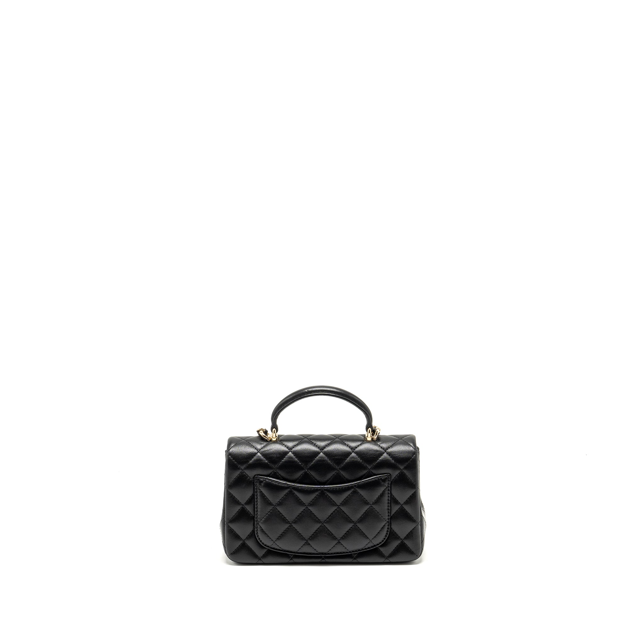 Chanel Top Handle Mini Rectangular Flap Bag Lambskin Black L (Microchip)