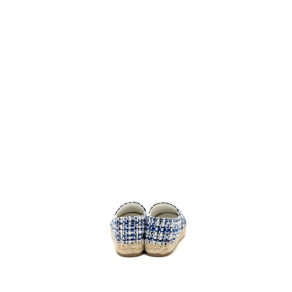 Chanel Size 37 Espadrilles Tweed/Cotton Blue/Multicolour