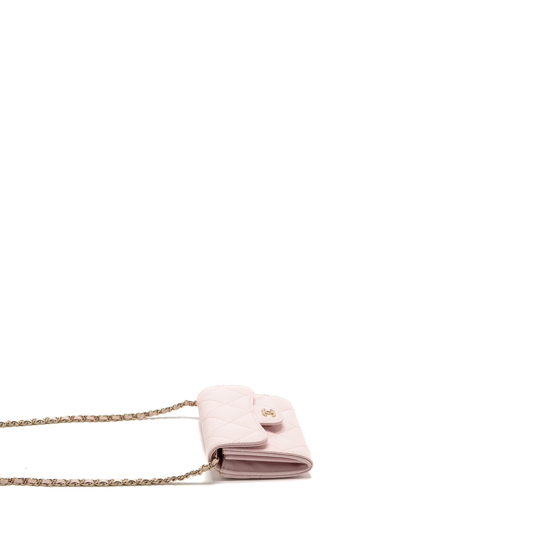 Chanel Mini Card Holder with Chain Caviar Pink