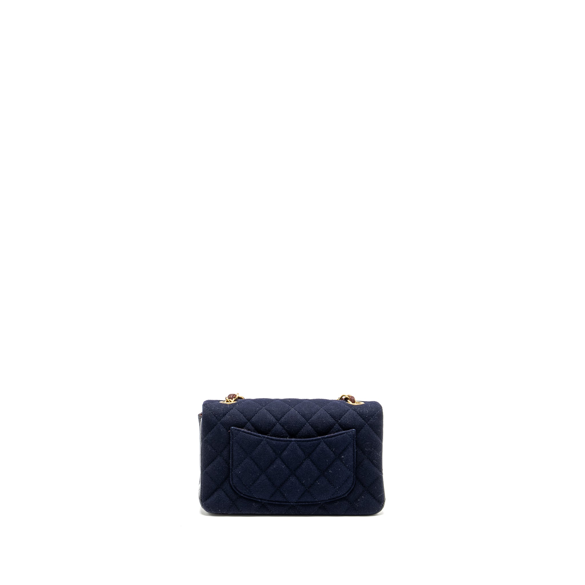 Chanel Mini Rectangular Flap bag fabric / lambskin navy