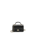 Chanel Top Handle Mini Rectangular Flap Bag Lambskin Black L (Microchip)