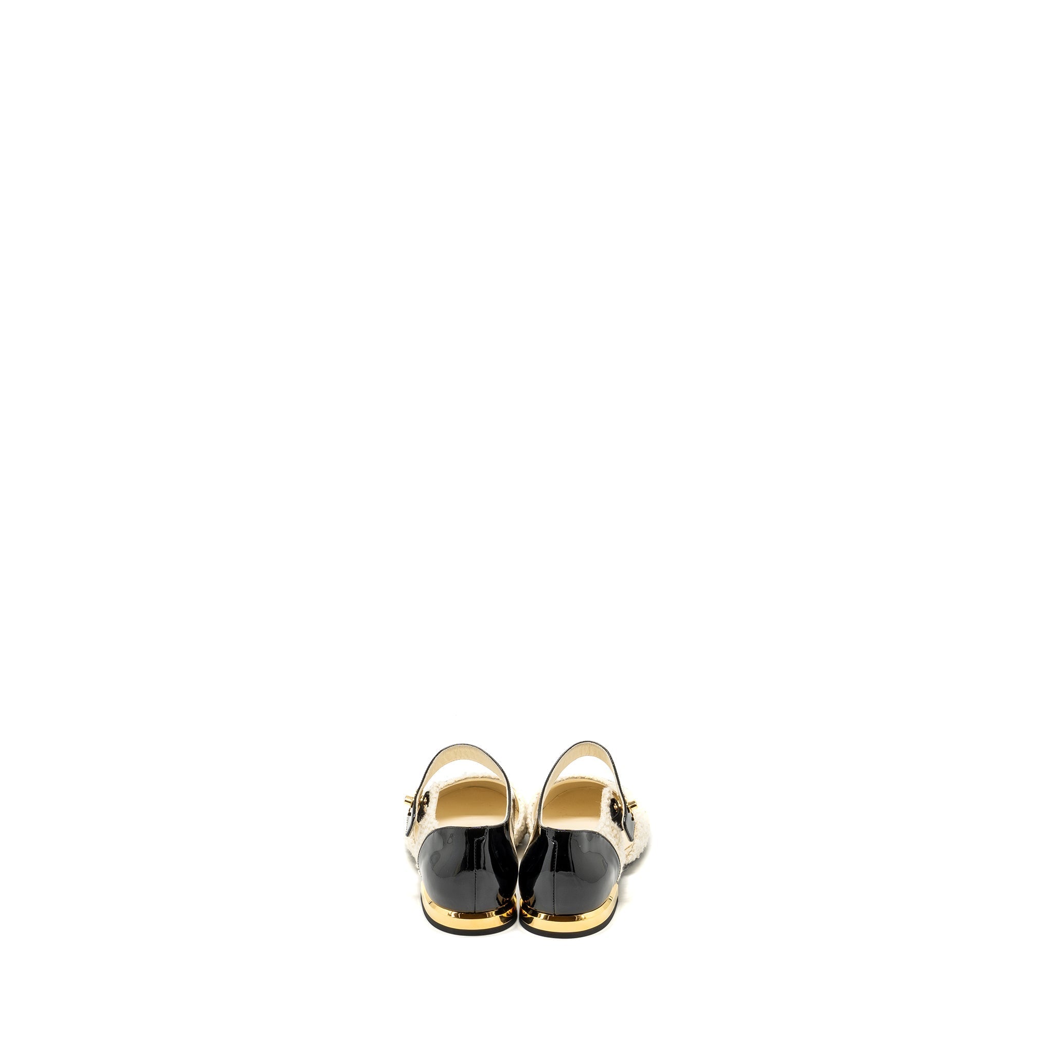 Chanel Size 36.5 21K CC Logo Ballerinas Tweed/Patent Calfskin Ivory/Black