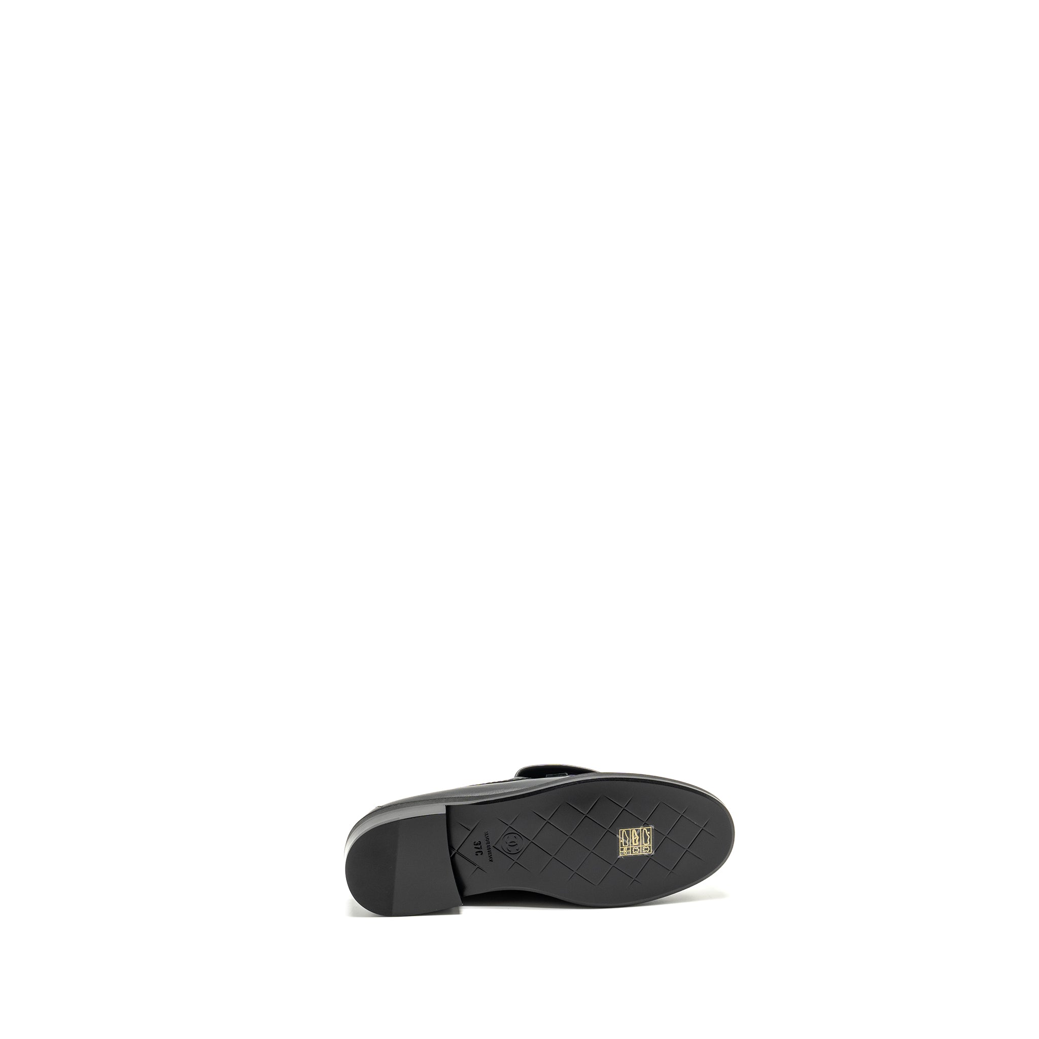 Chanel Size 37 CC Turnlock Loafers Quilted Leather Black L