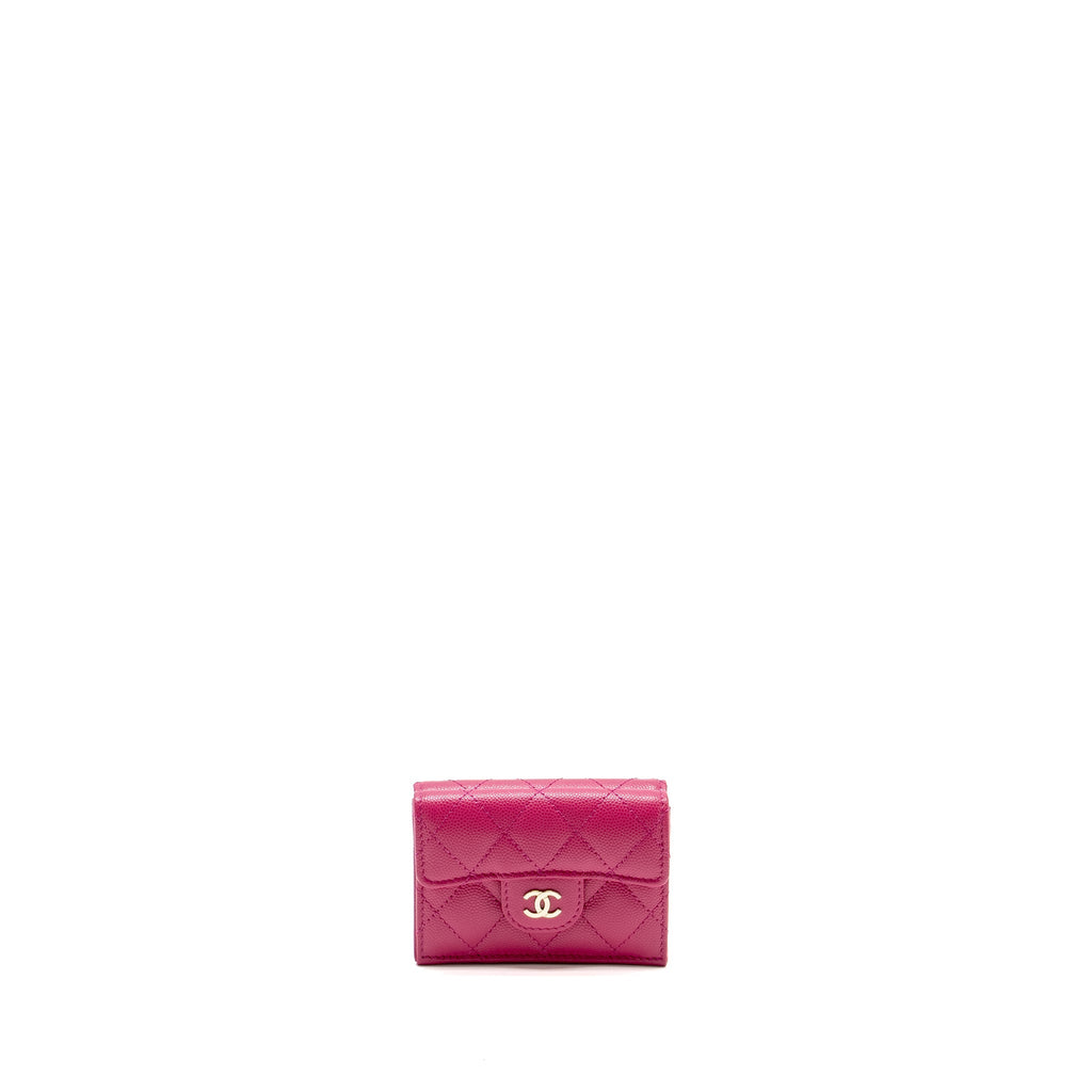 Chanel Matelasse Bi-fold Wallet Caviar Dark Pink L (Microchip)