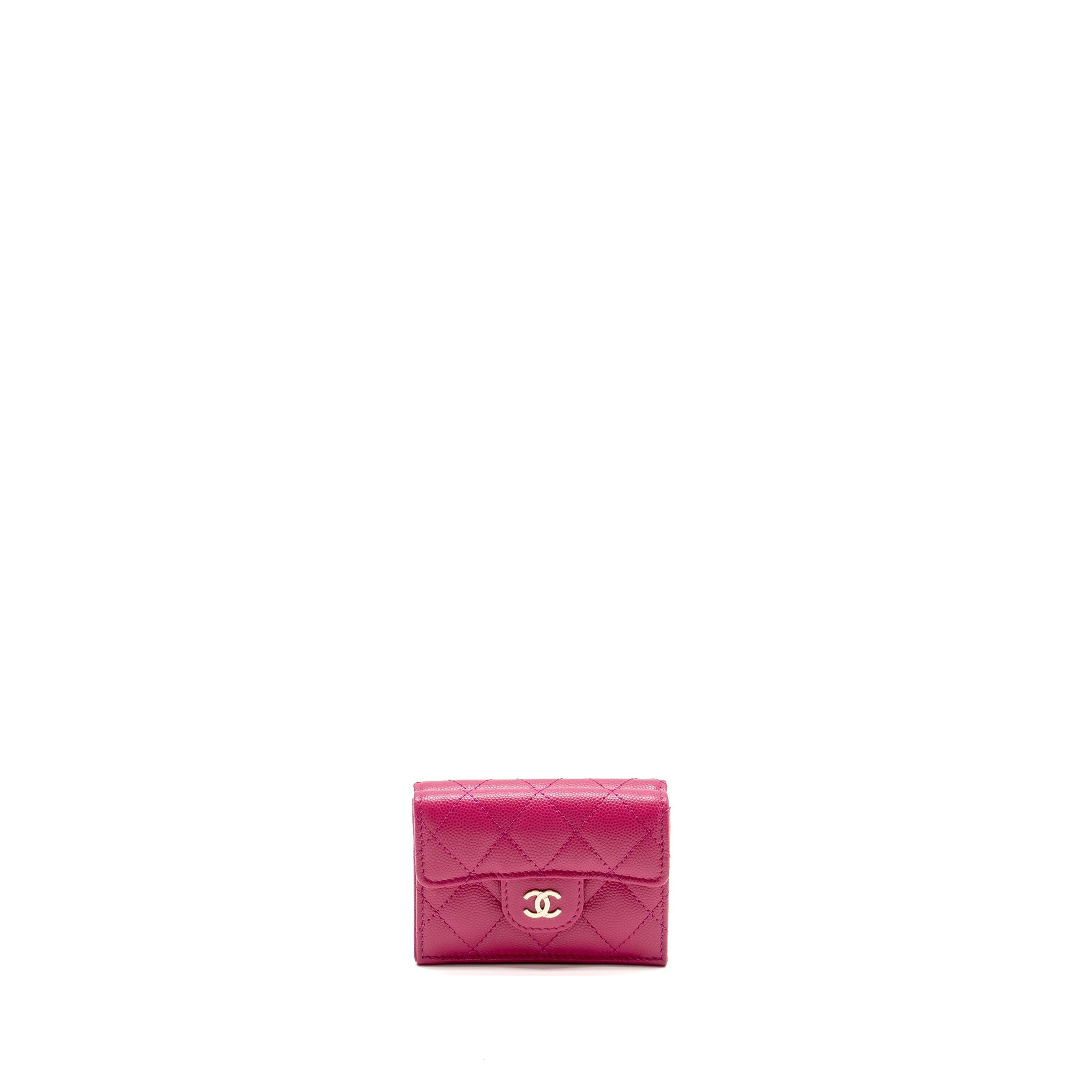 Chanel Matelasse Bi-fold Wallet Caviar Dark Pink L (Microchip)