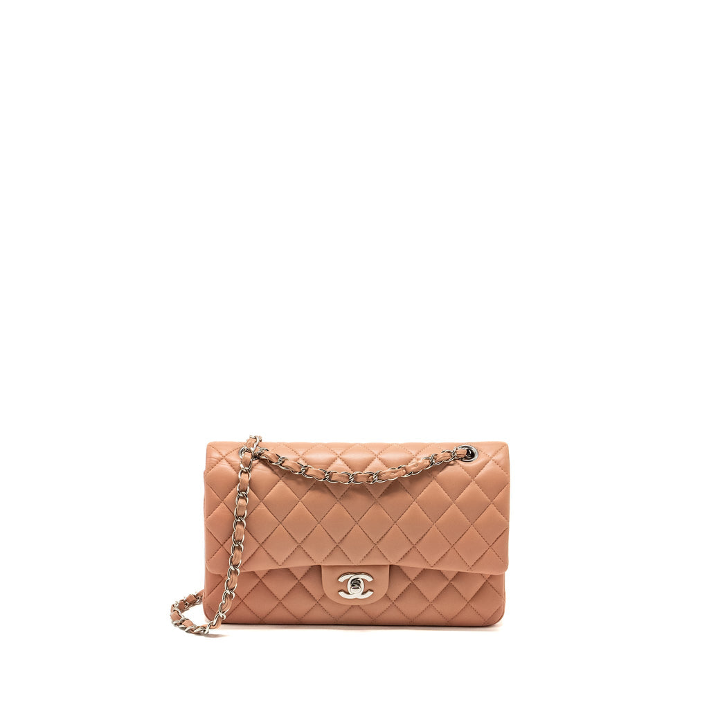 Chanel Medium Classic Double Flap Bag Lambskin Pink  (Microchip)