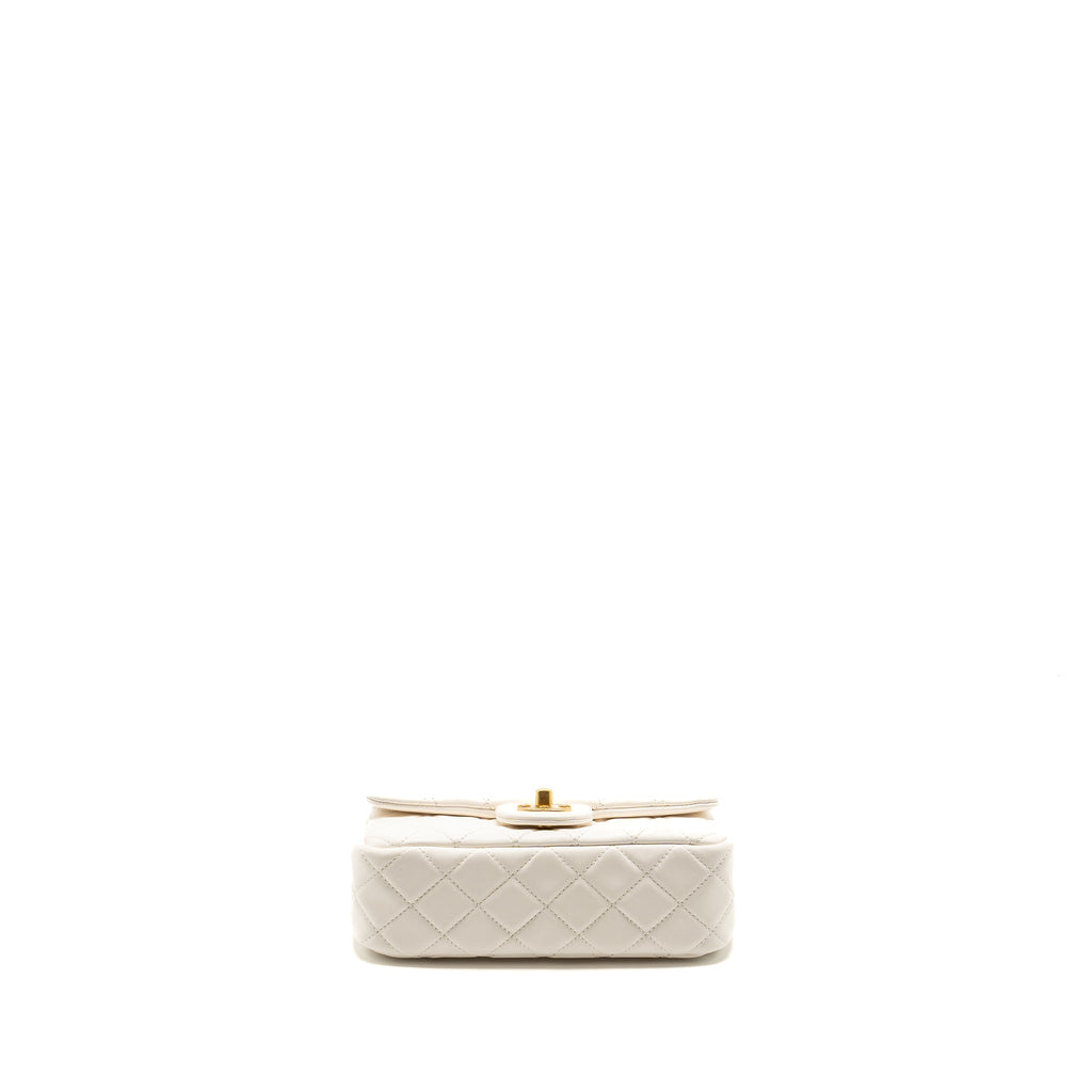 Chanel pearl crush mini rectangular flap bag lambskin White (microchip)