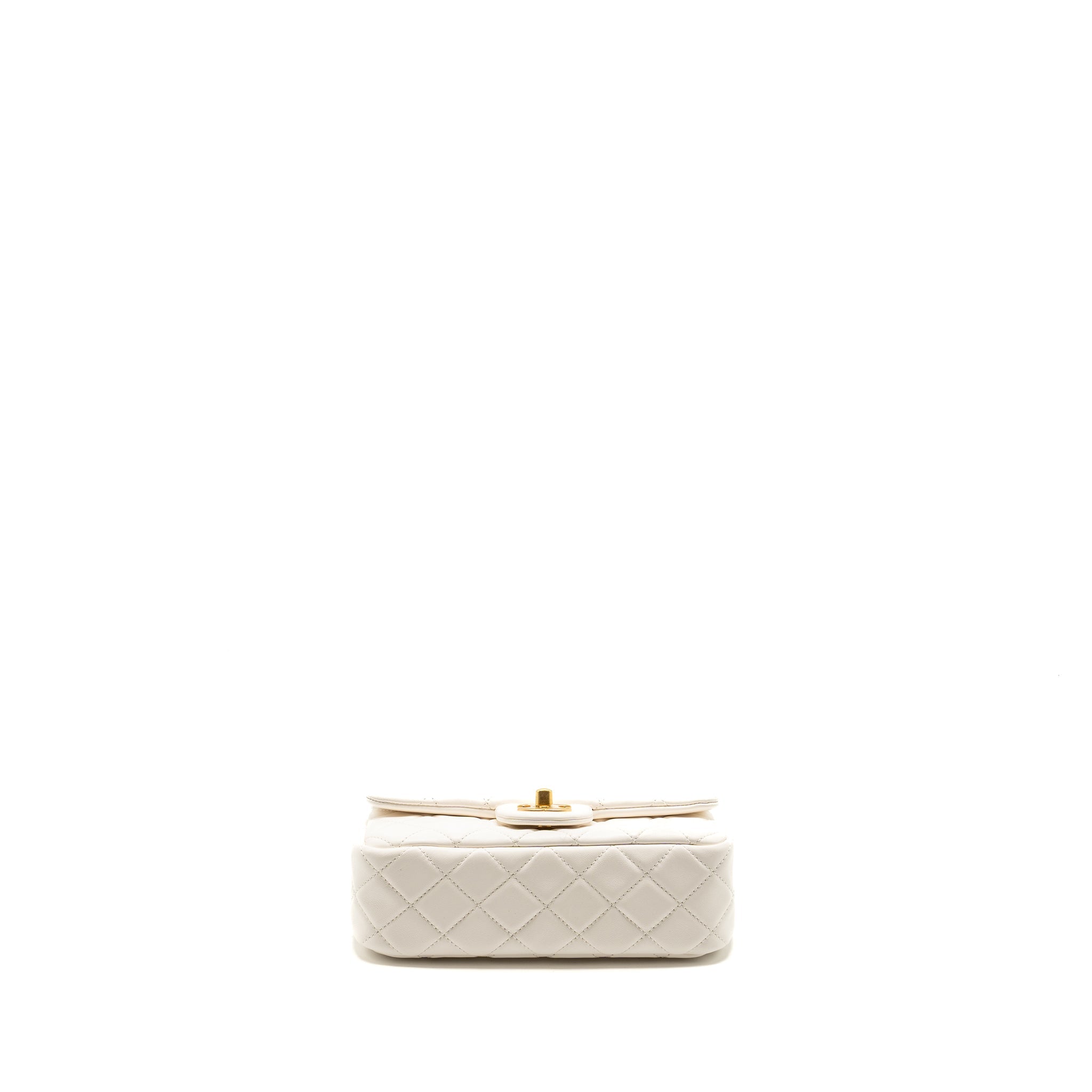Chanel pearl crush mini rectangular flap bag lambskin White (microchip)