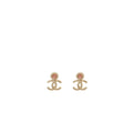 Chanel cc logo earrings with pink/crystal Gold tone