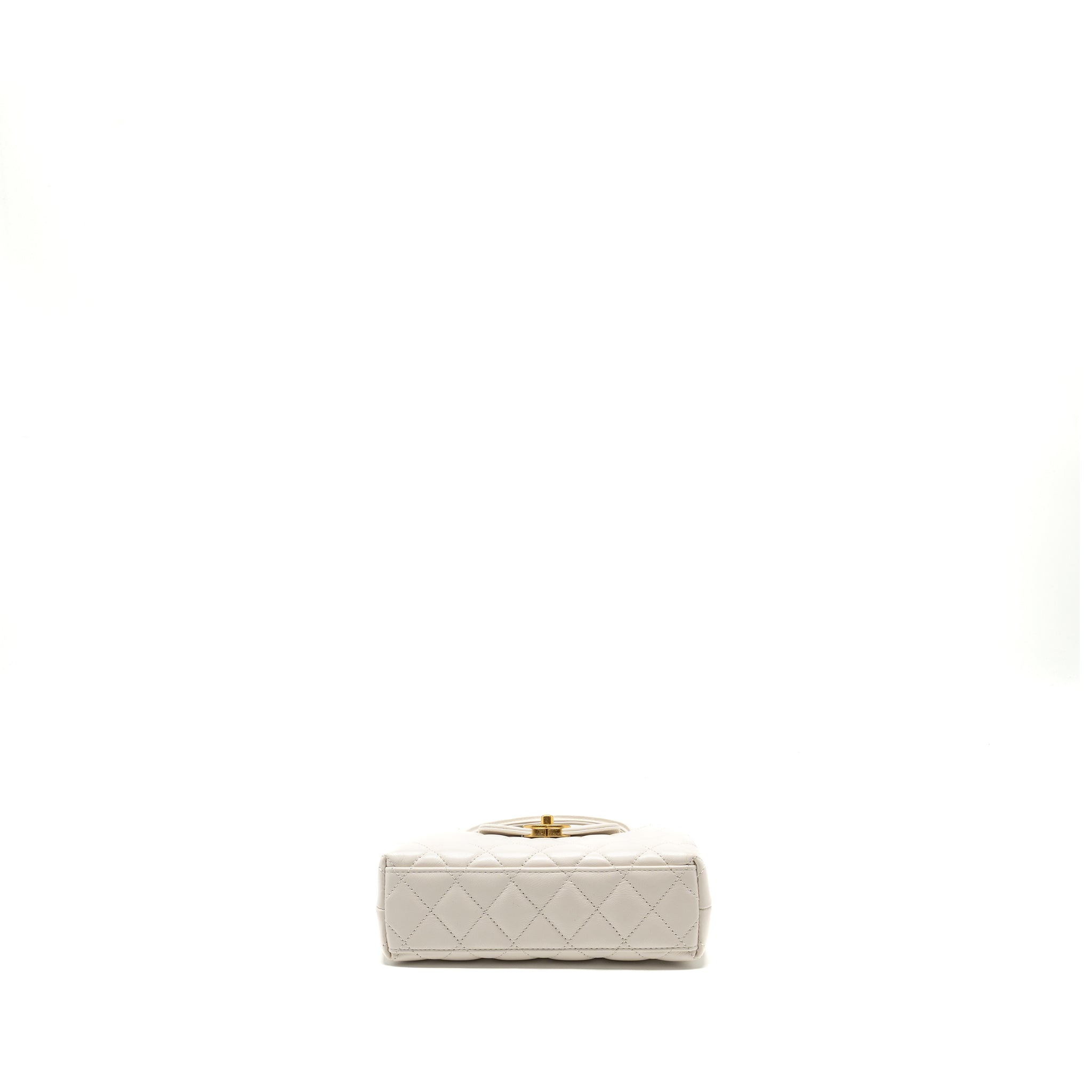 Chanel mini kelly shopping tote calfskin white  (microchip)