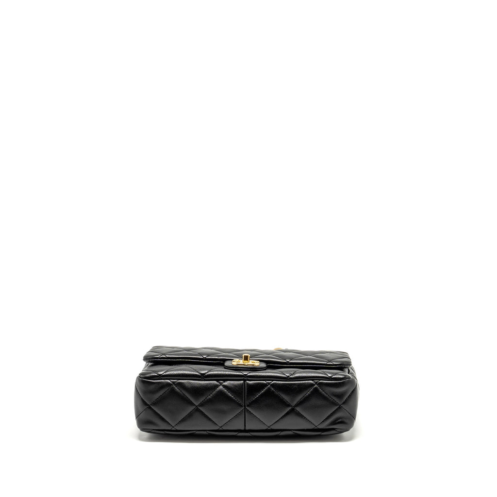 Chanel Giant Chain Quilted large flap bag lambskin black  (microchip)