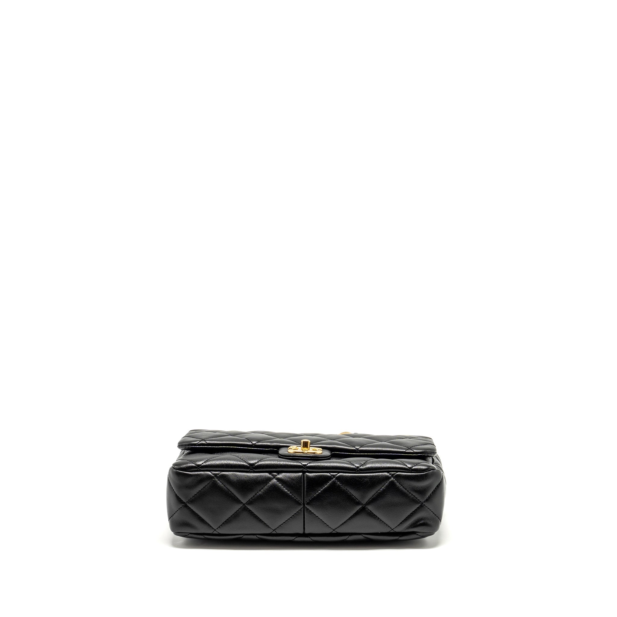 Chanel Giant Chain Quilted large flap bag lambskin black  (microchip)