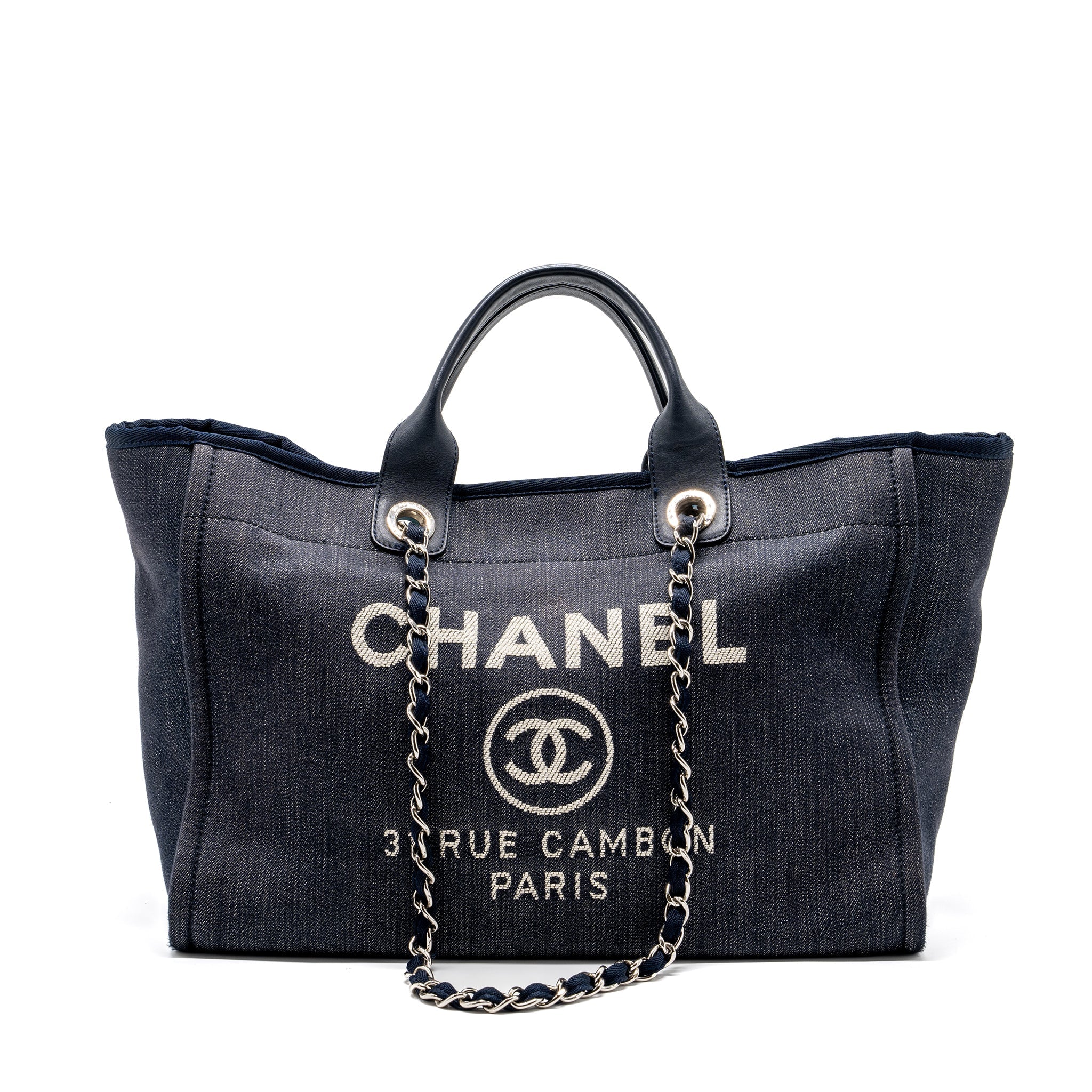 Chanel Deauville Tote Bag Canvas Blue Denim