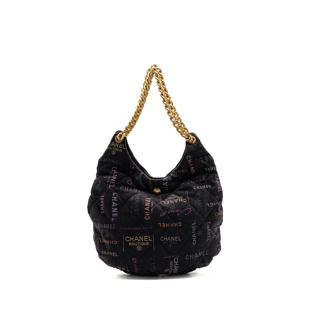 Chanel Denim Graffiti Shoulder bag black  (microchip)