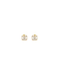 Chanel Square CC Logo Earrings Crystal Light Gold Tone