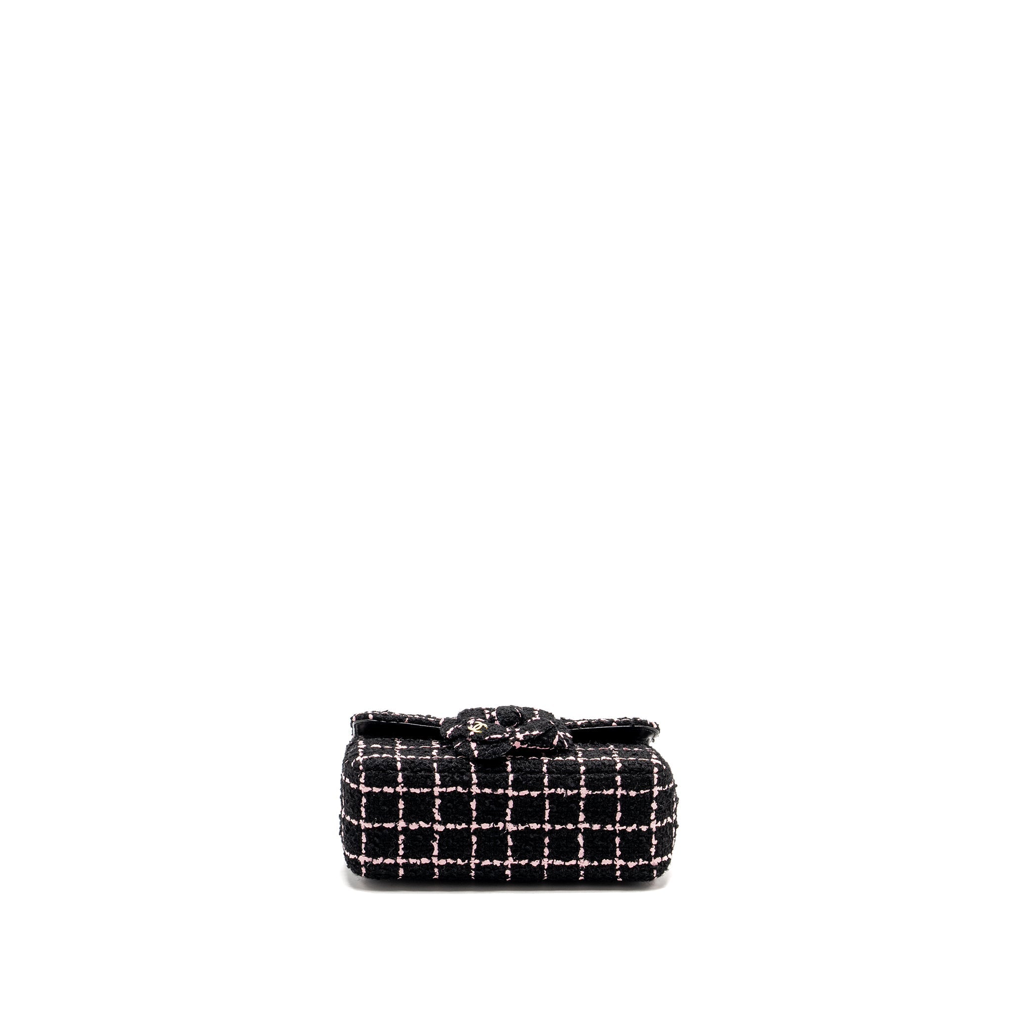 Chanel 23K Flower Bomb Mini Rectangular Flap Bag Tweed Black / Pink L (Microchip)
