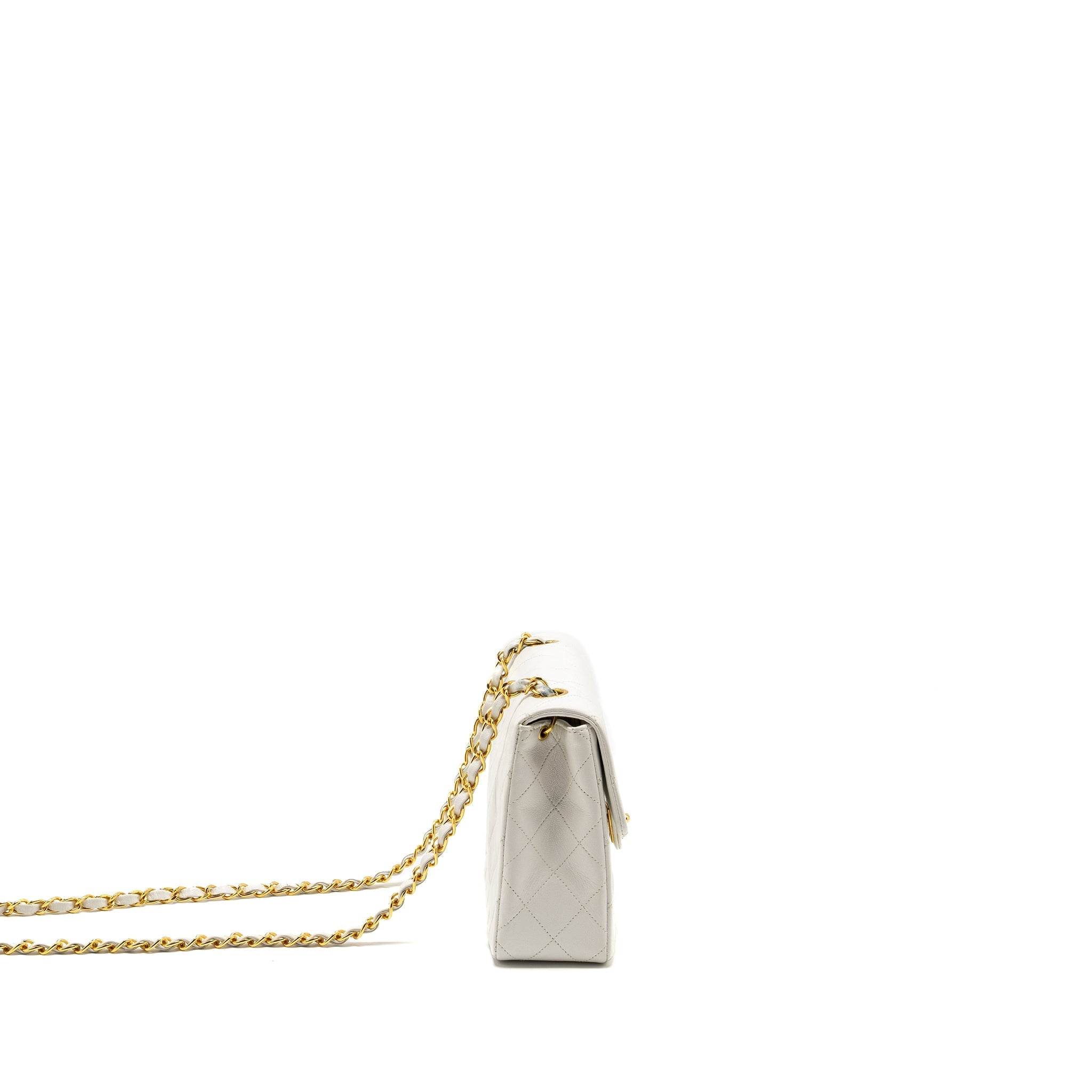 Chanel Vintage quilted square flap bag lambskin white