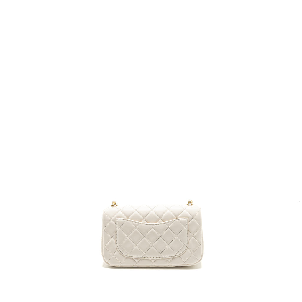 Chanel pearl crush mini rectangular flap bag lambskin White (microchip)