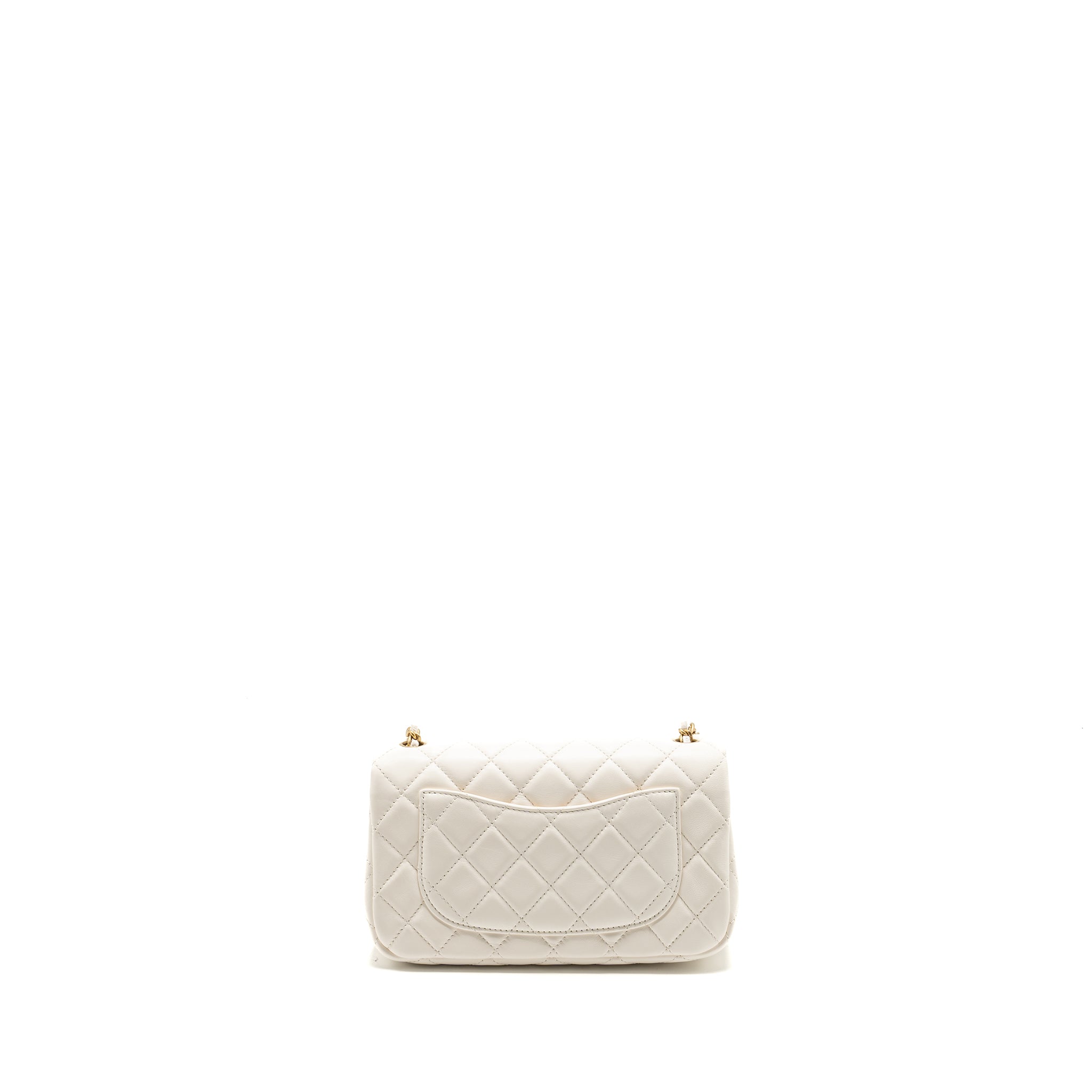 Chanel pearl crush mini rectangular flap bag lambskin White (microchip)