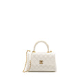 Chanel 23P detailed top handle Small coco handle caviar white  (microchip )