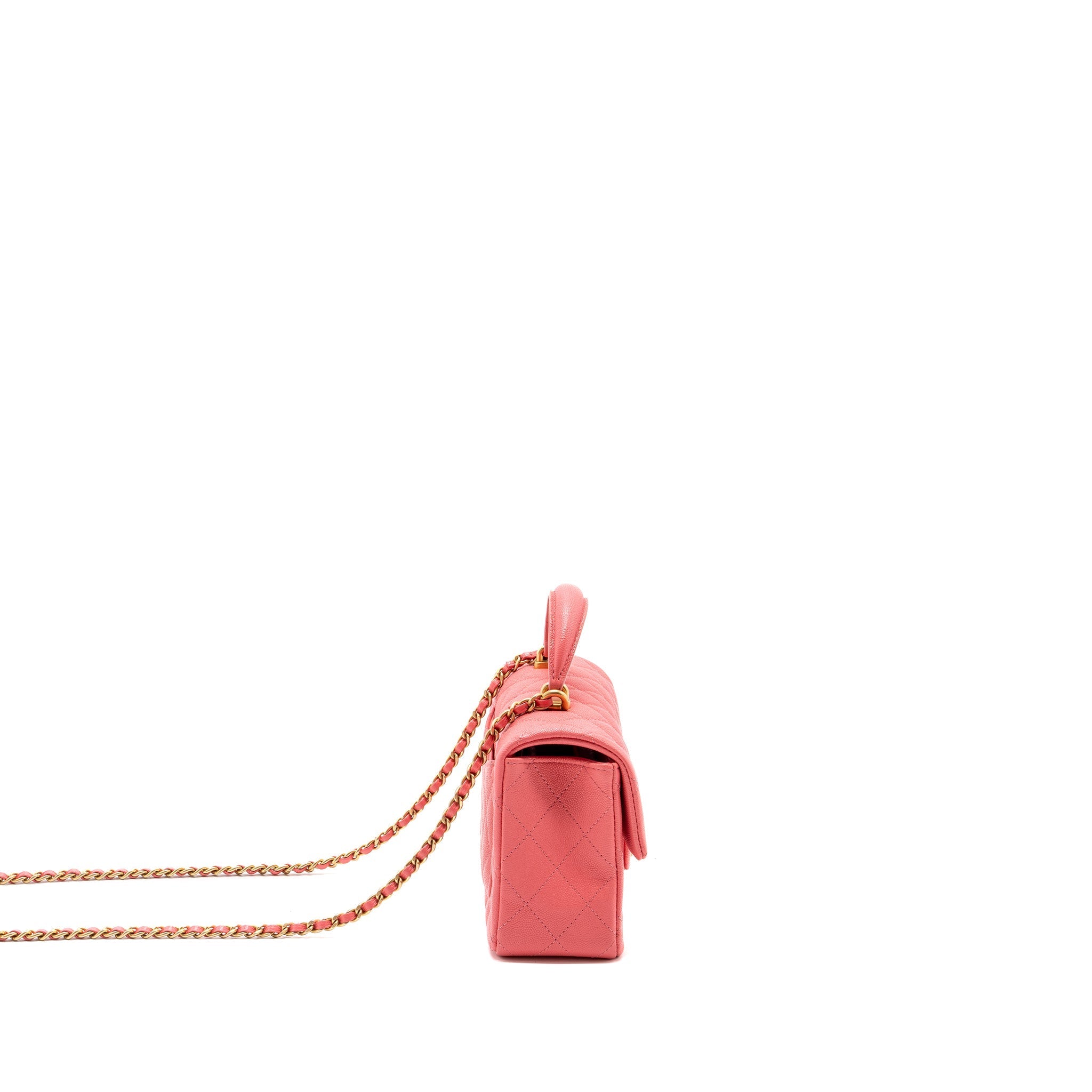 Chanel Top Handle Mini Rectangular Flap Bag Caviar Pink