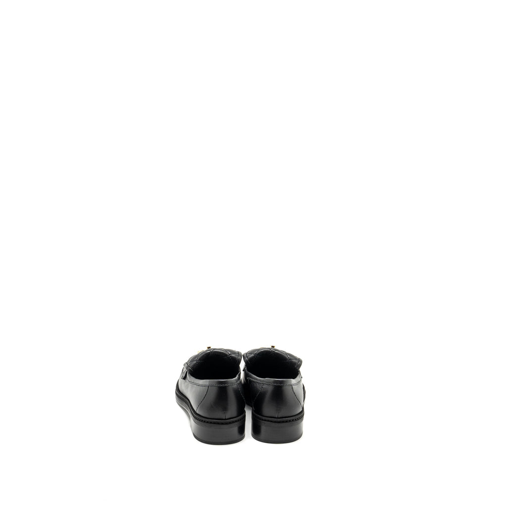 Chanel Size 37 CC Turnlock Loafers Quilted Leather Black L
