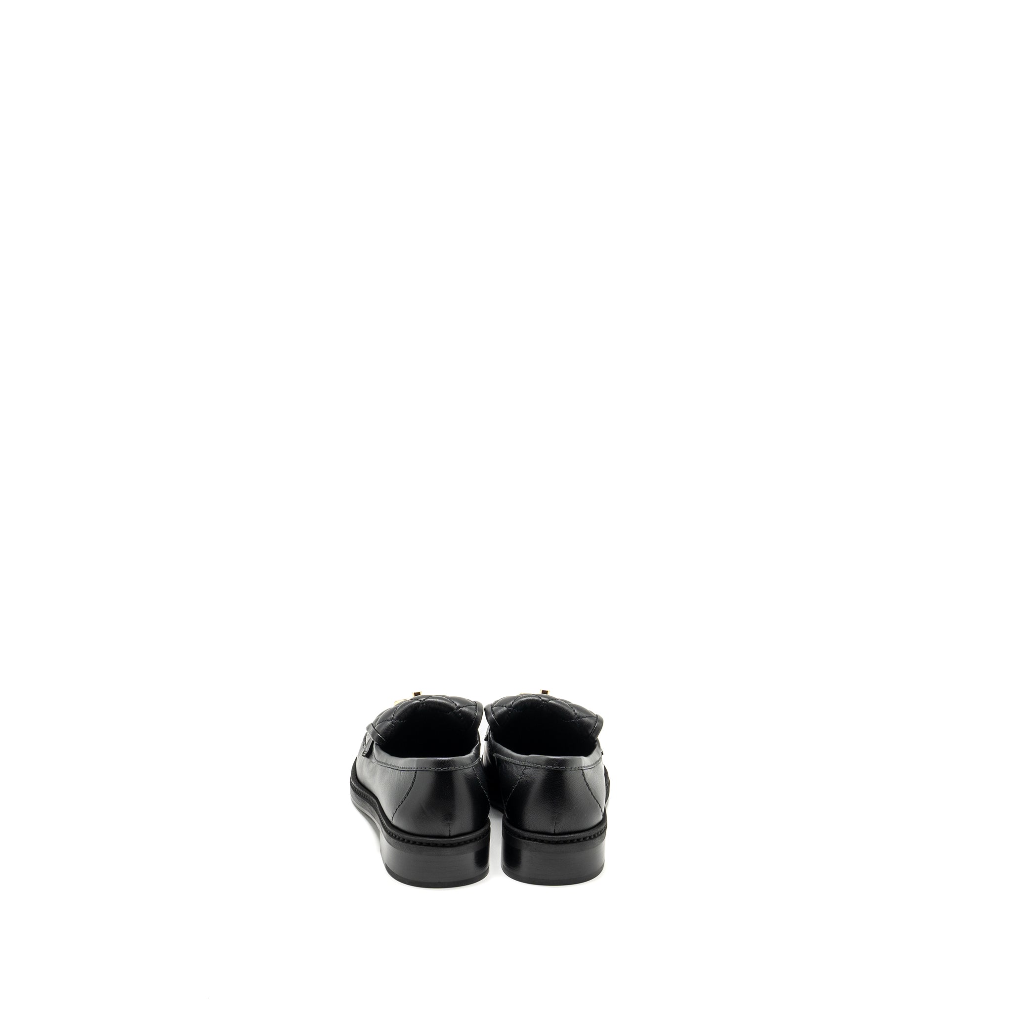 Chanel Size 37 CC Turnlock Loafers Quilted Leather Black L