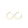 Chanel Coco Crush Hoop Earrings Quilted Motif Beige Gold