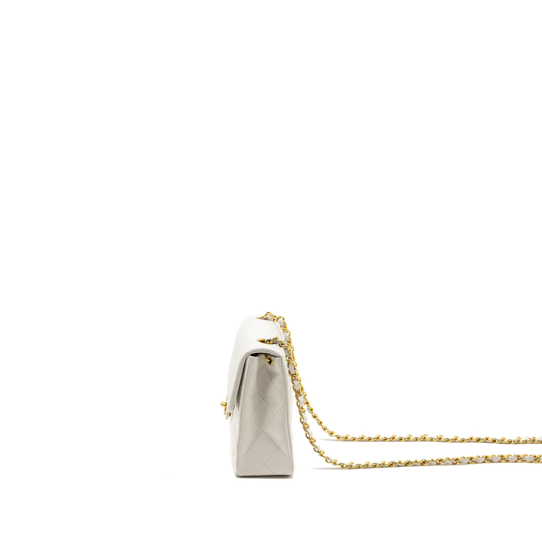 Chanel Vintage quilted square flap bag lambskin white