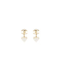 Chanel CC Logo Heart Drop Earclips Light Gold Tone