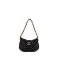 Chanel 23k Small Hobo Shoulder Bag Calfskin Black  (microchip)