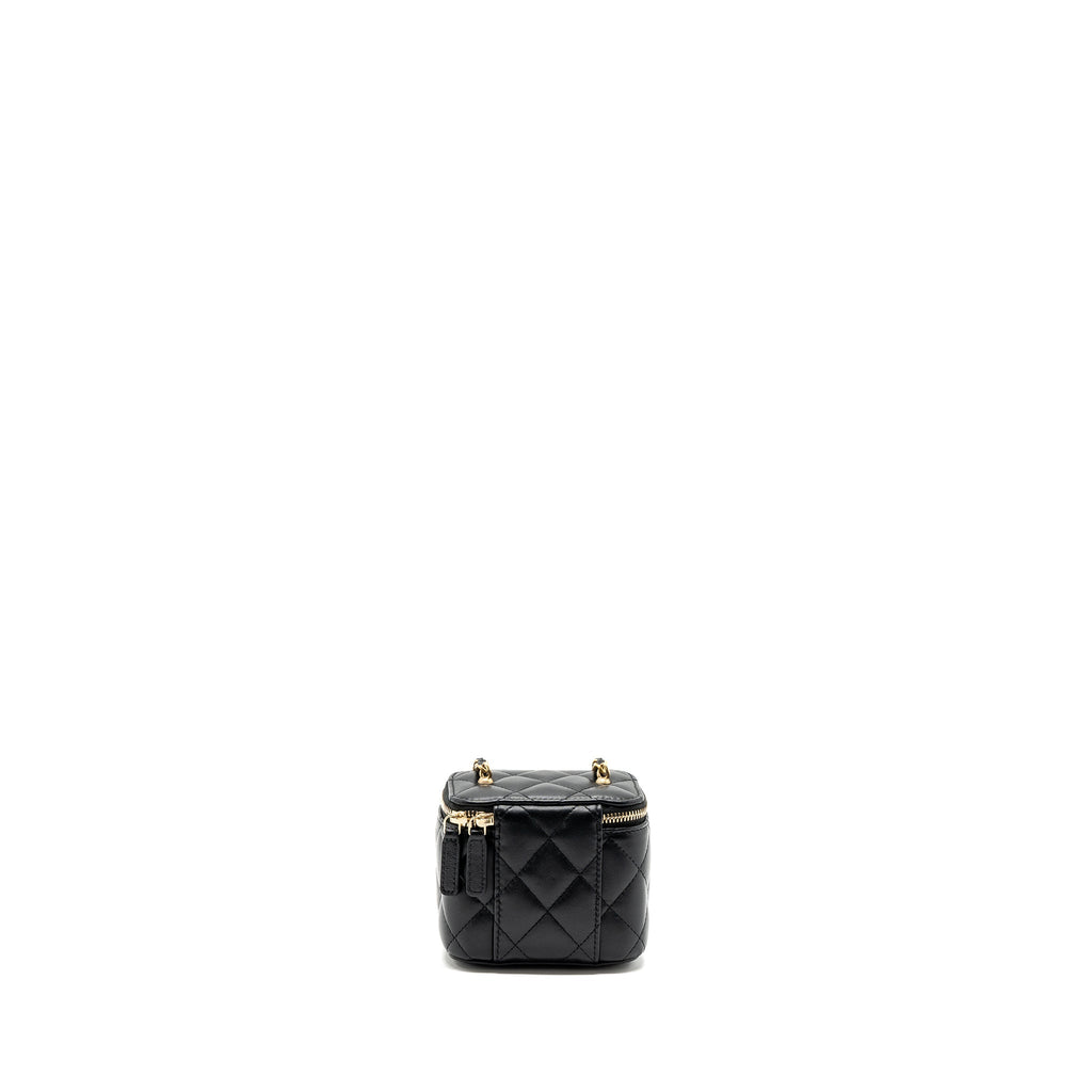 Chanel Pearl Crush Mini Vanity Case Lambskin Black  (microchip)