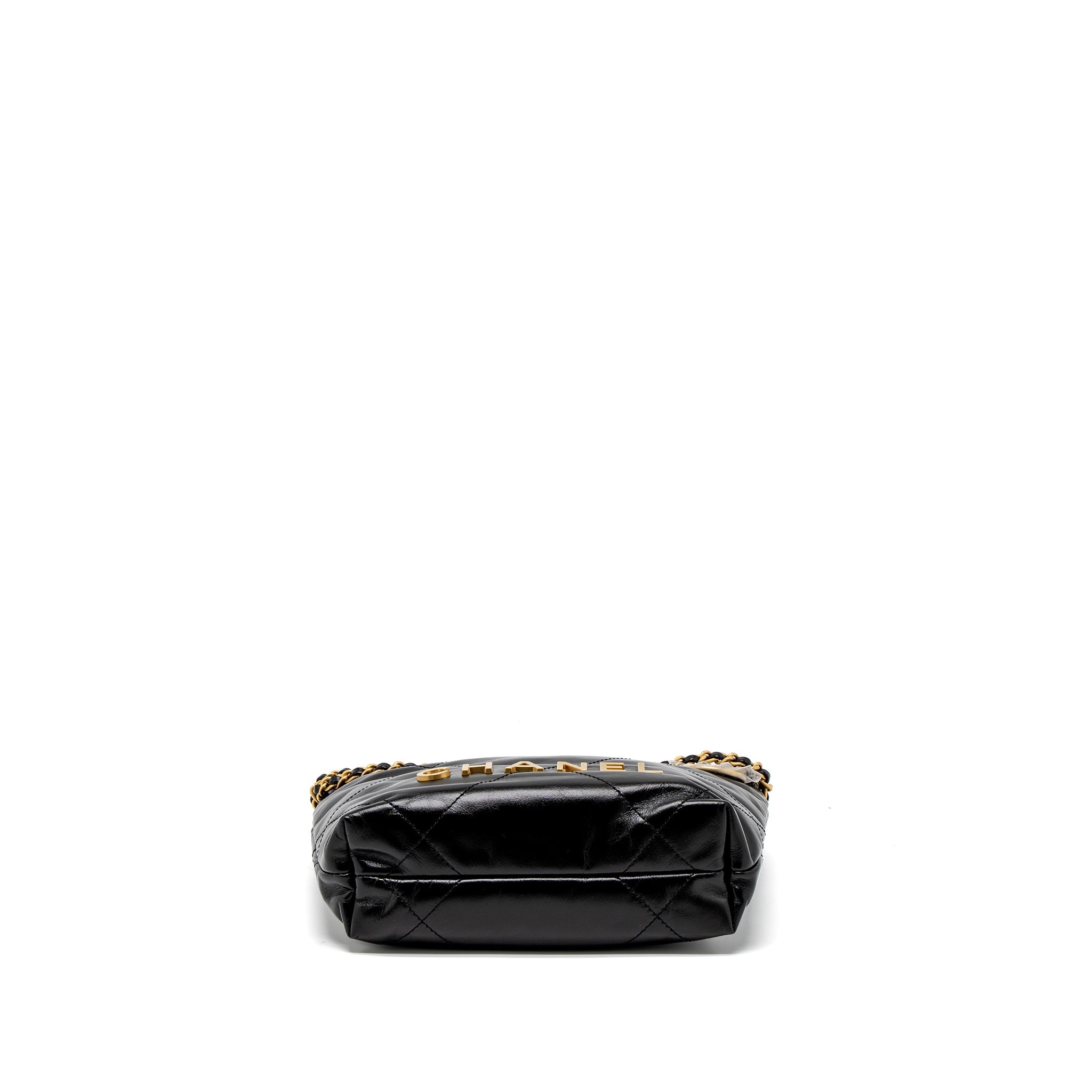 Chanel 23S Mini 22 Bag Shiny Calfskin Black Brushed  (Microchip)