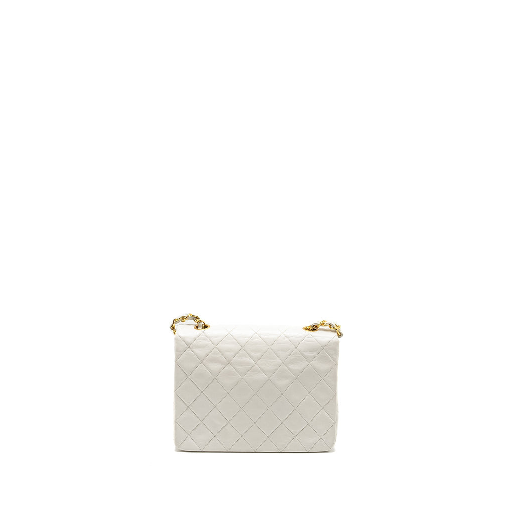Chanel Vintage quilted square flap bag lambskin white