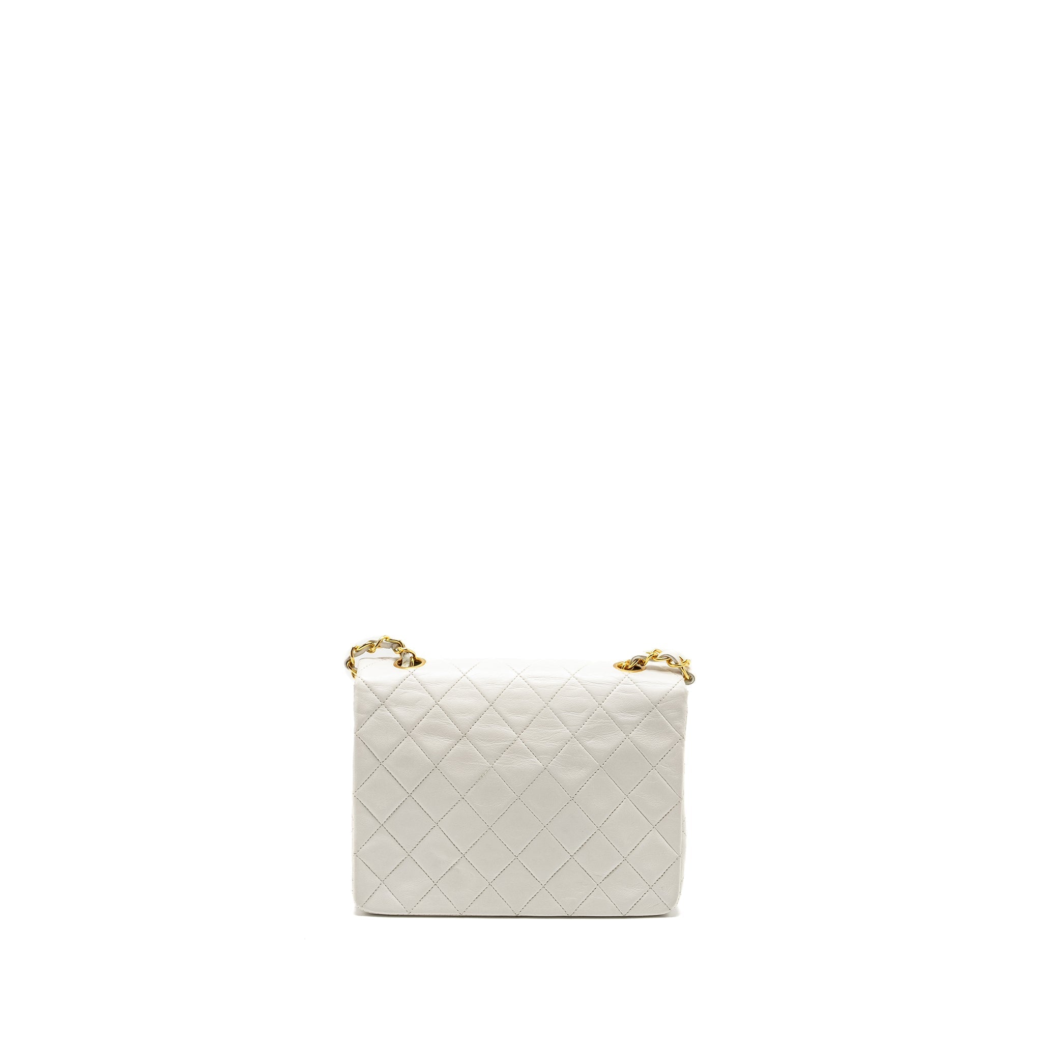 Chanel Vintage quilted square flap bag lambskin white