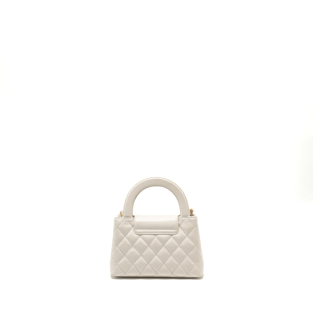 Chanel mini kelly shopping tote calfskin white  (microchip)