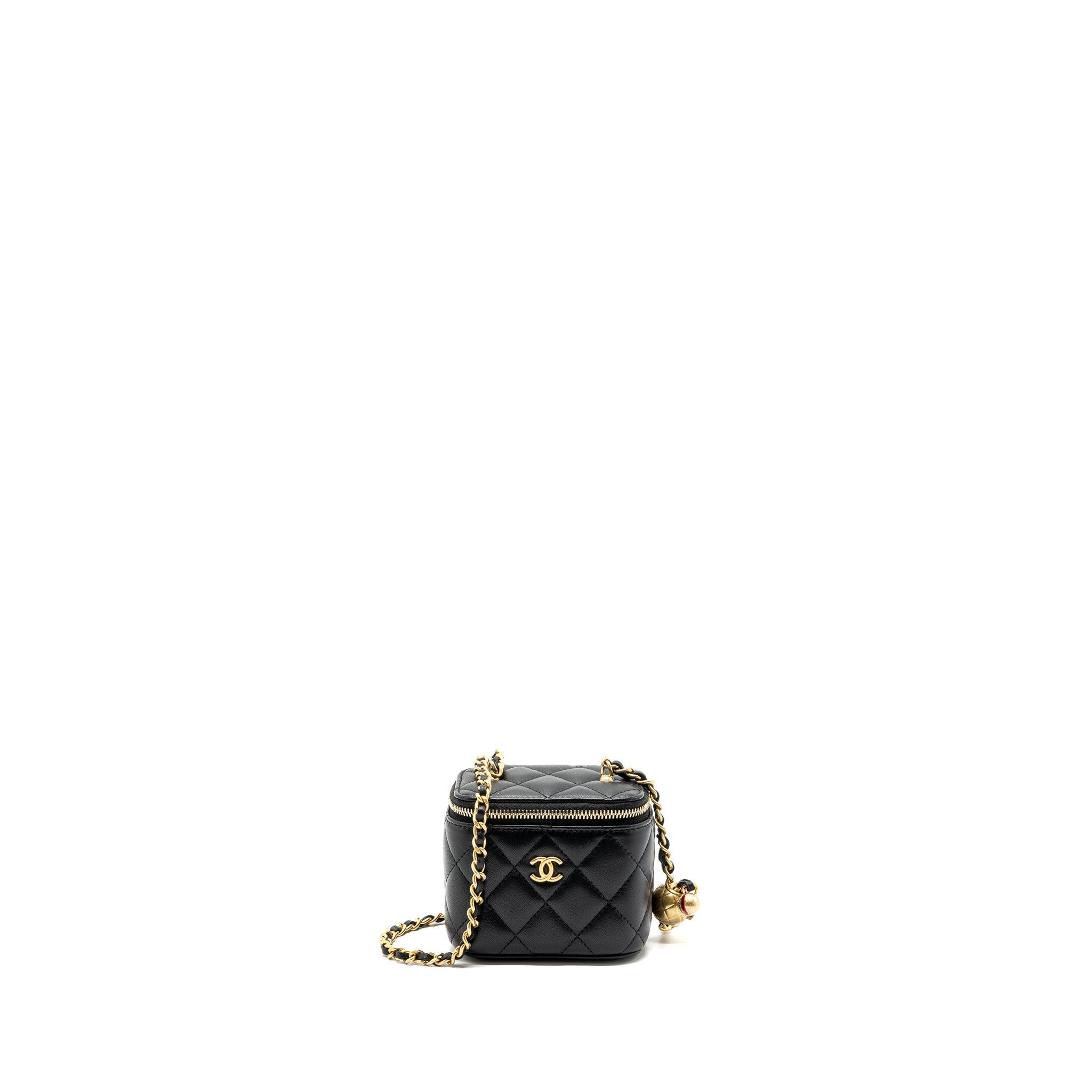 Chanel Pearl Crush Mini Vanity Case Lambskin Black  (microchip)