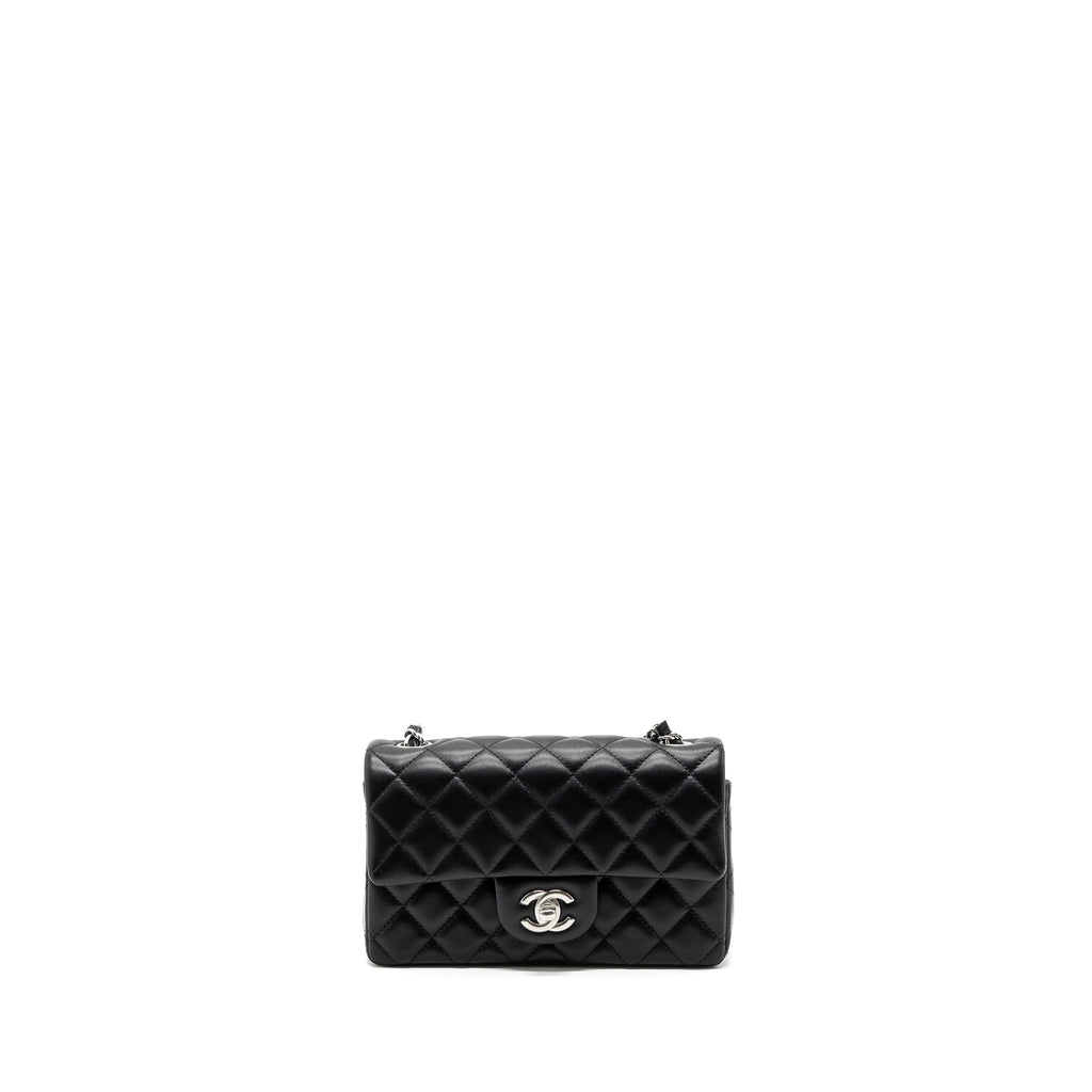 Chanel mini rectangular flap bag lambskin black  (MICrochip)