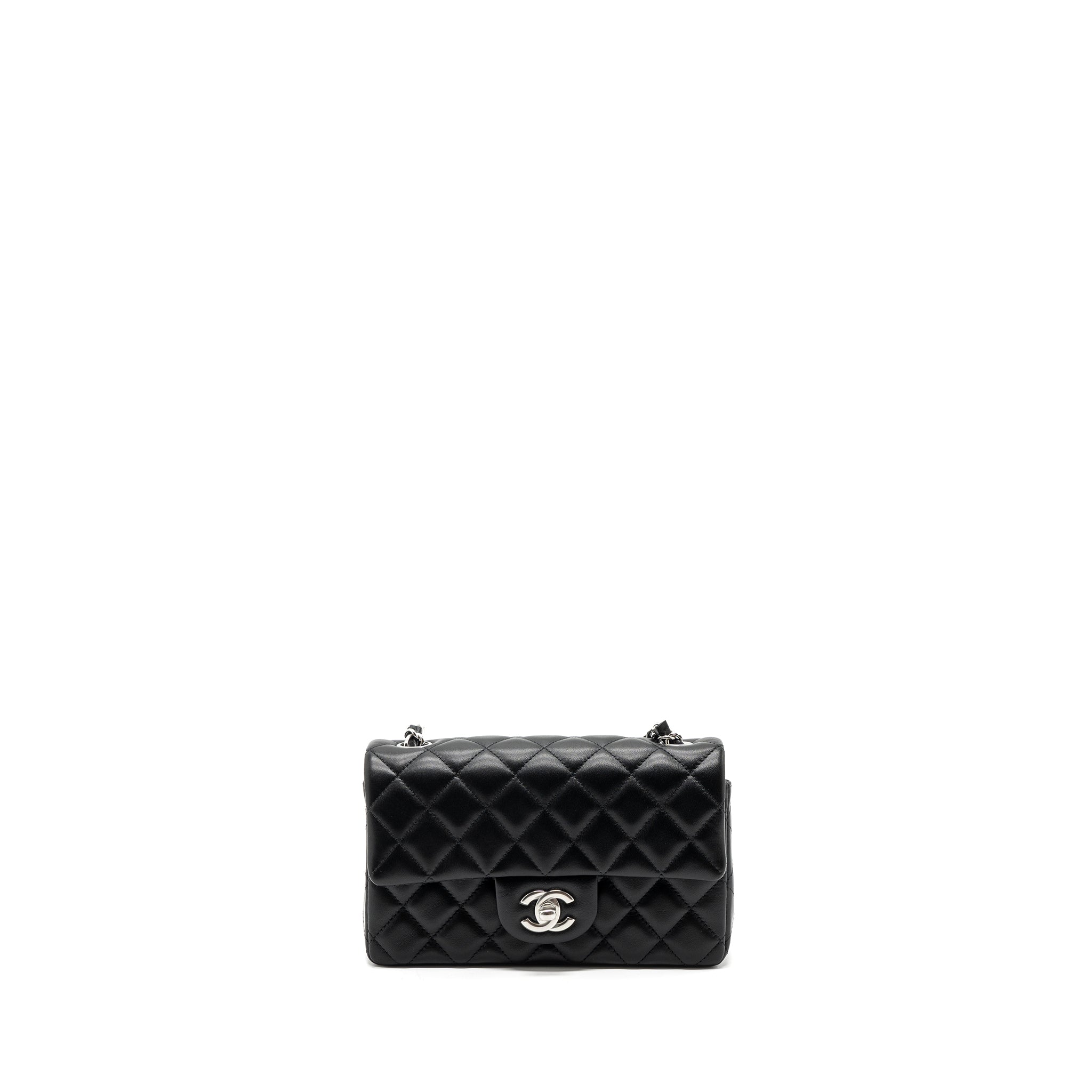 Chanel mini rectangular flap bag lambskin black  (MICrochip)