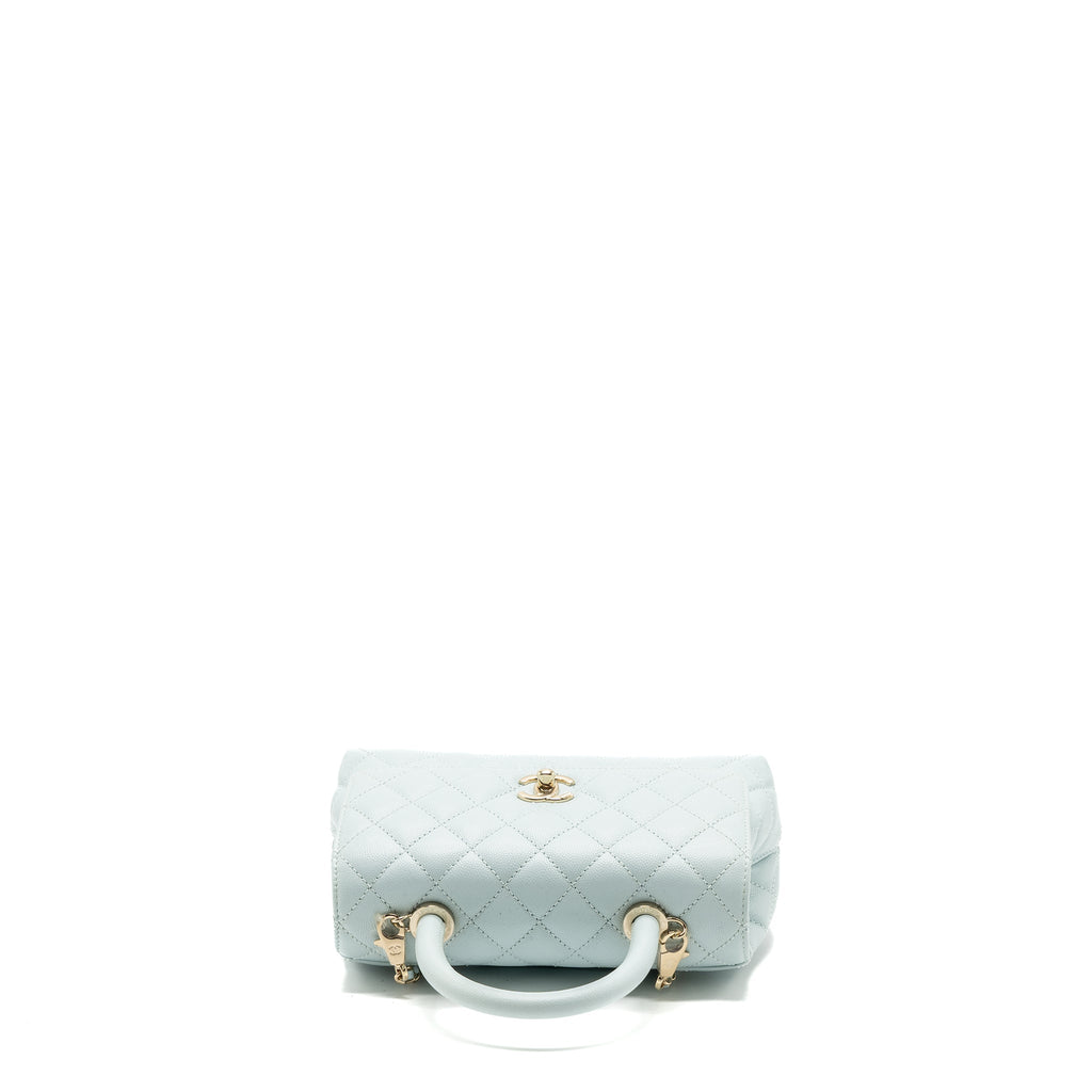 Chanel small coco handle caviar light blue L (microchip)