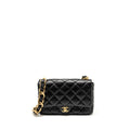 Chanel Giant Chain Quilted large flap bag lambskin black  (microchip)