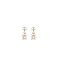 Chanel No.5 Perfume Bottle Earrings Crystal Light Gold Tone