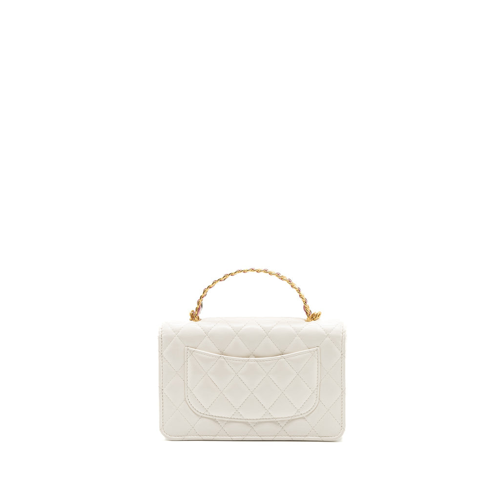 Chanel 23p Letter Top Handle Wallet On Chain Calfskin White (Microchip)
