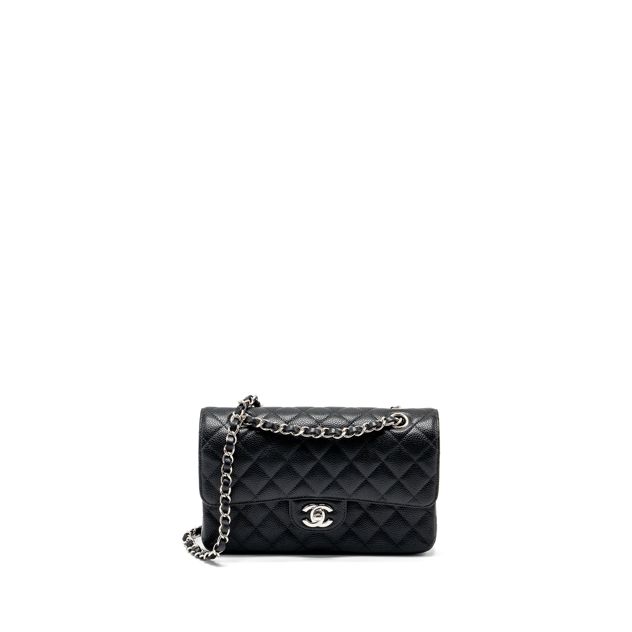 Chanel Small Classic Double Flap Bag Caviar Black  (microchip)
