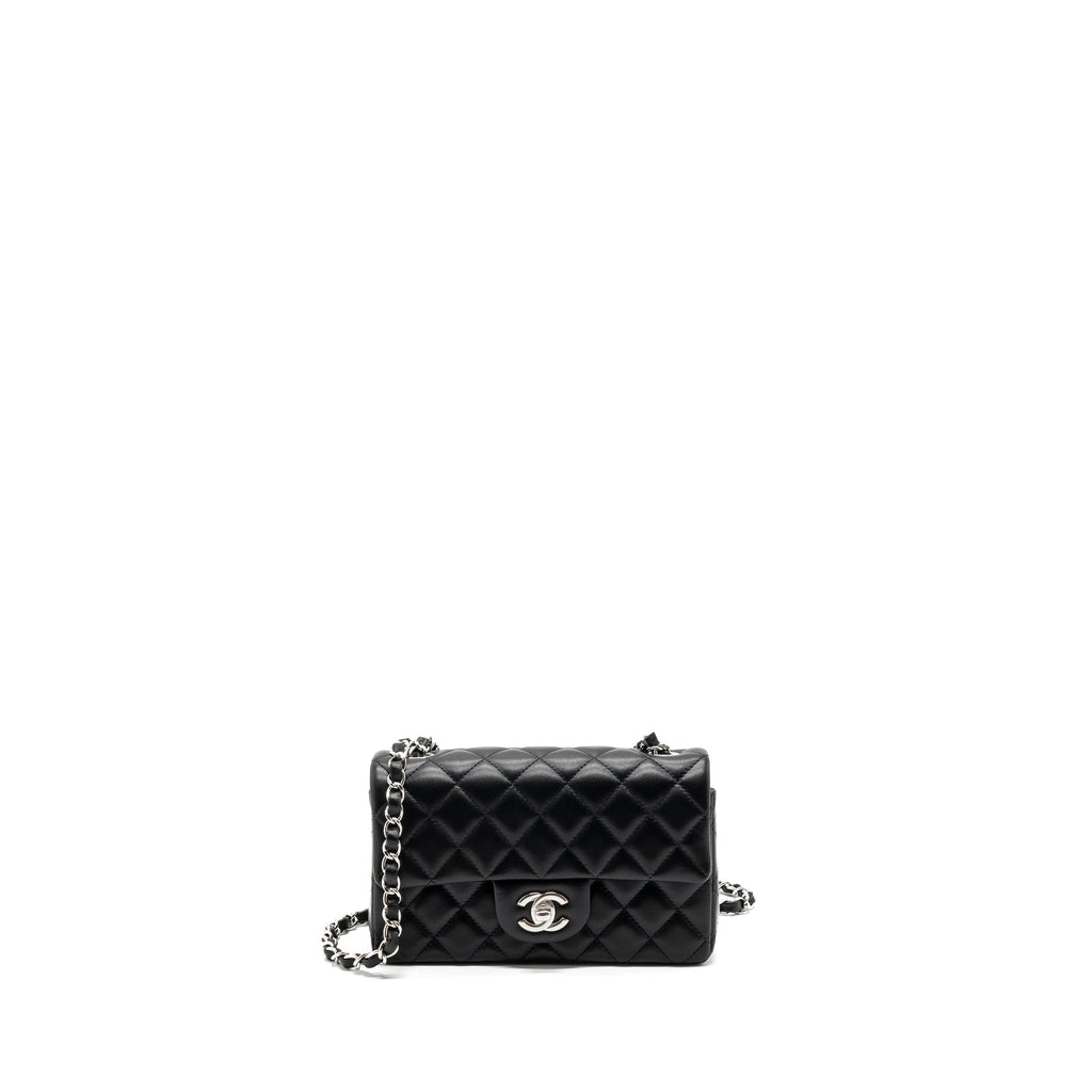 Chanel mini rectangular flap bag lambskin black  (MICrochip)